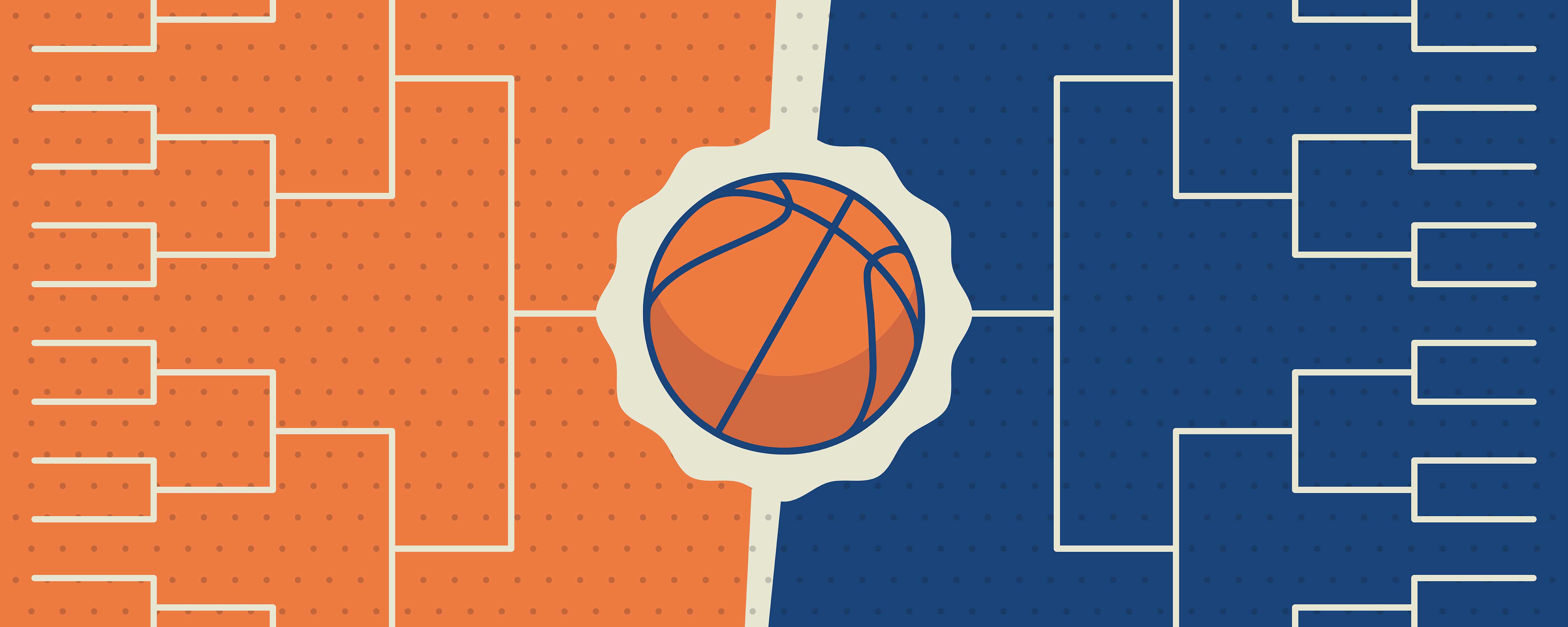 artwork of basketball over bracket